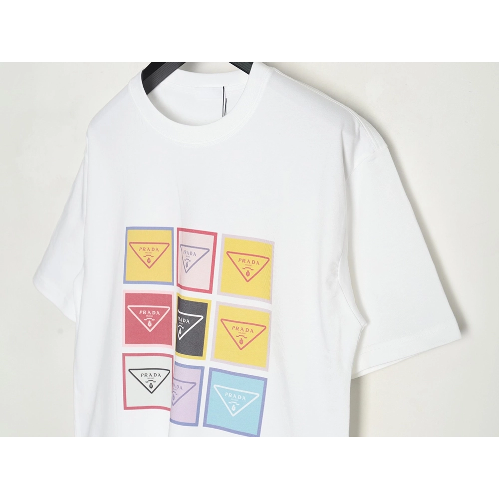 Prada Ninegrid Square Letter Round Neck Short Sleeve,Prada T Shirt,Tshirt,Hiqh quality low price,free shipping