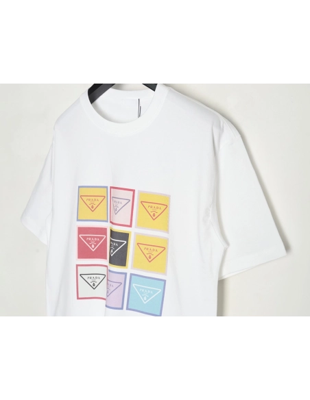 Prada Ninegrid Square Letter Round Neck Short Sleeve,Prada T Shirt,Tshirt,Hiqh quality low price,free shipping