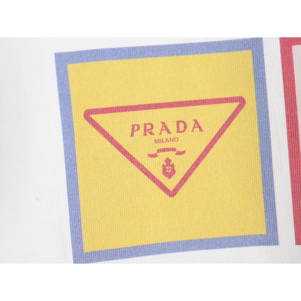 Prada Ninegrid Square Letter Round Neck Short Sleeve,Prada T Shirt,Tshirt,Hiqh quality low price,free shipping