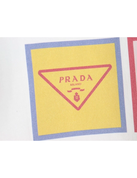 Prada Ninegrid Square Letter Round Neck Short Sleeve,Prada T Shirt,Tshirt,Hiqh quality low price,free shipping