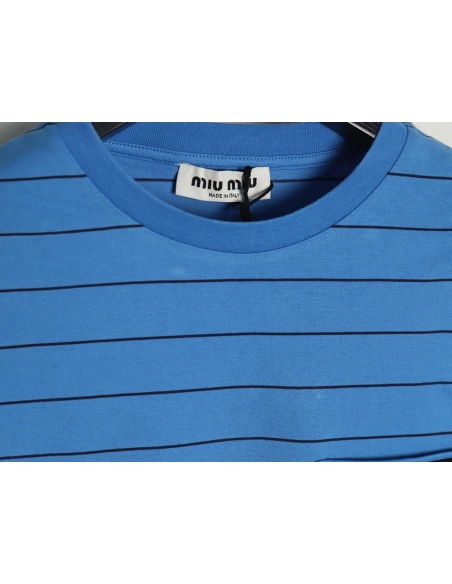 Miu Miu striped contrast shortsleeved Tshirt,Louis Vuitton T Shirt,Tshirt,Hiqh quality low price,free shipping