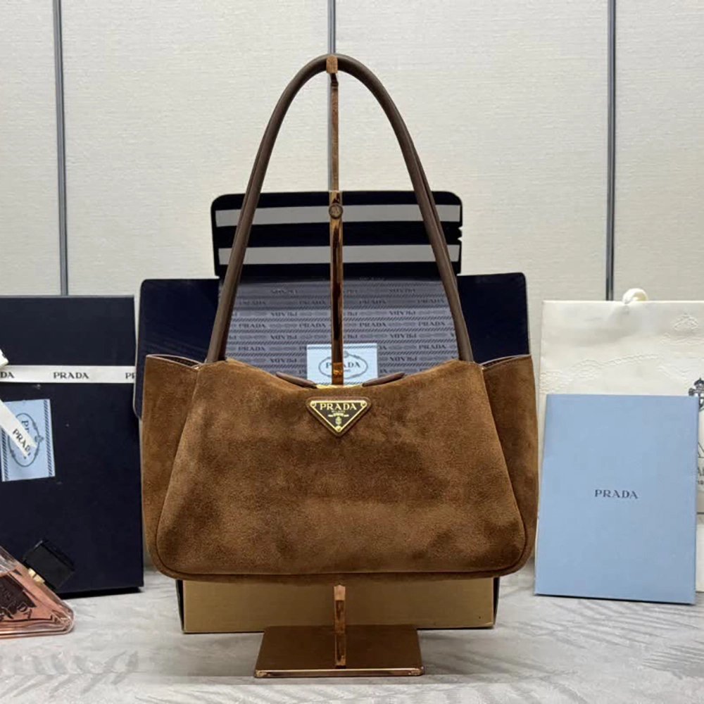 Prada suede shoulder bags 1BA444 10.5*28*16cm,Prada Bags