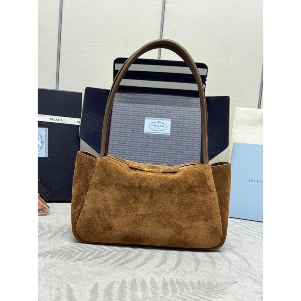 Prada suede shoulder bags 1BA444 10.5*28*16cm,Prada Bags