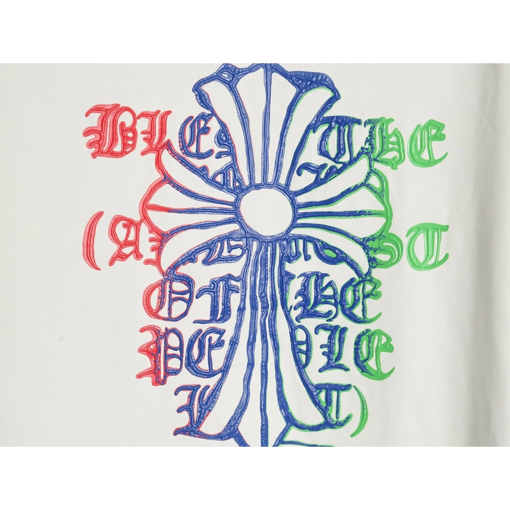 Chrome Hearts Sanskrit Cross Color Foam Printed T-Shirt,Chrome Hearts