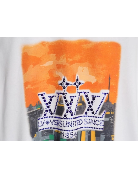 Louis Vuitton World Map Art Print Rhinestone Short Sleeve T-Shirt,Louis Vuitton