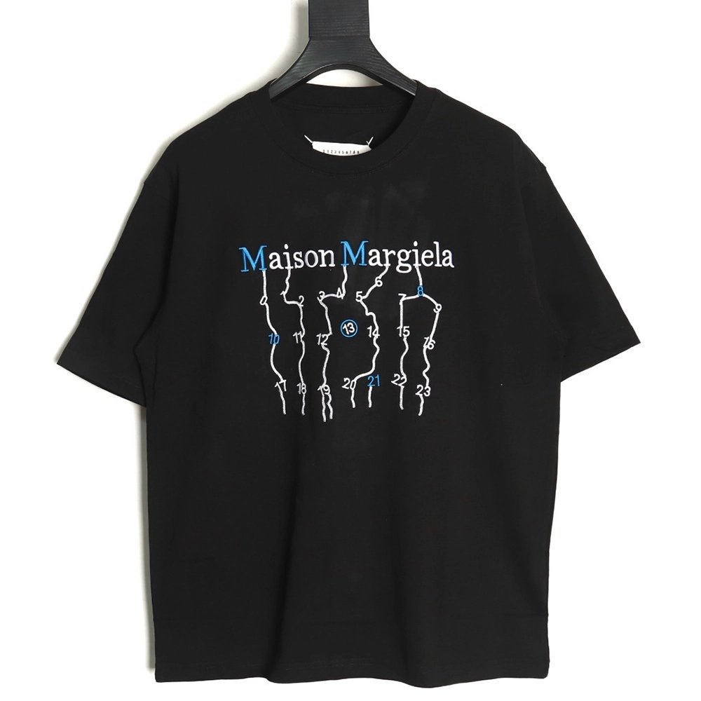 Maison Margiela geometric numbers embroidered short-sleeved T-shirt TSK2,Maison Margiela