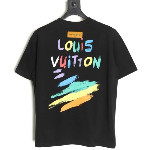Louis Vuitton hand-painted colorful logo graffiti short-sleeved T-shirt TSK1,Louis Vuitton