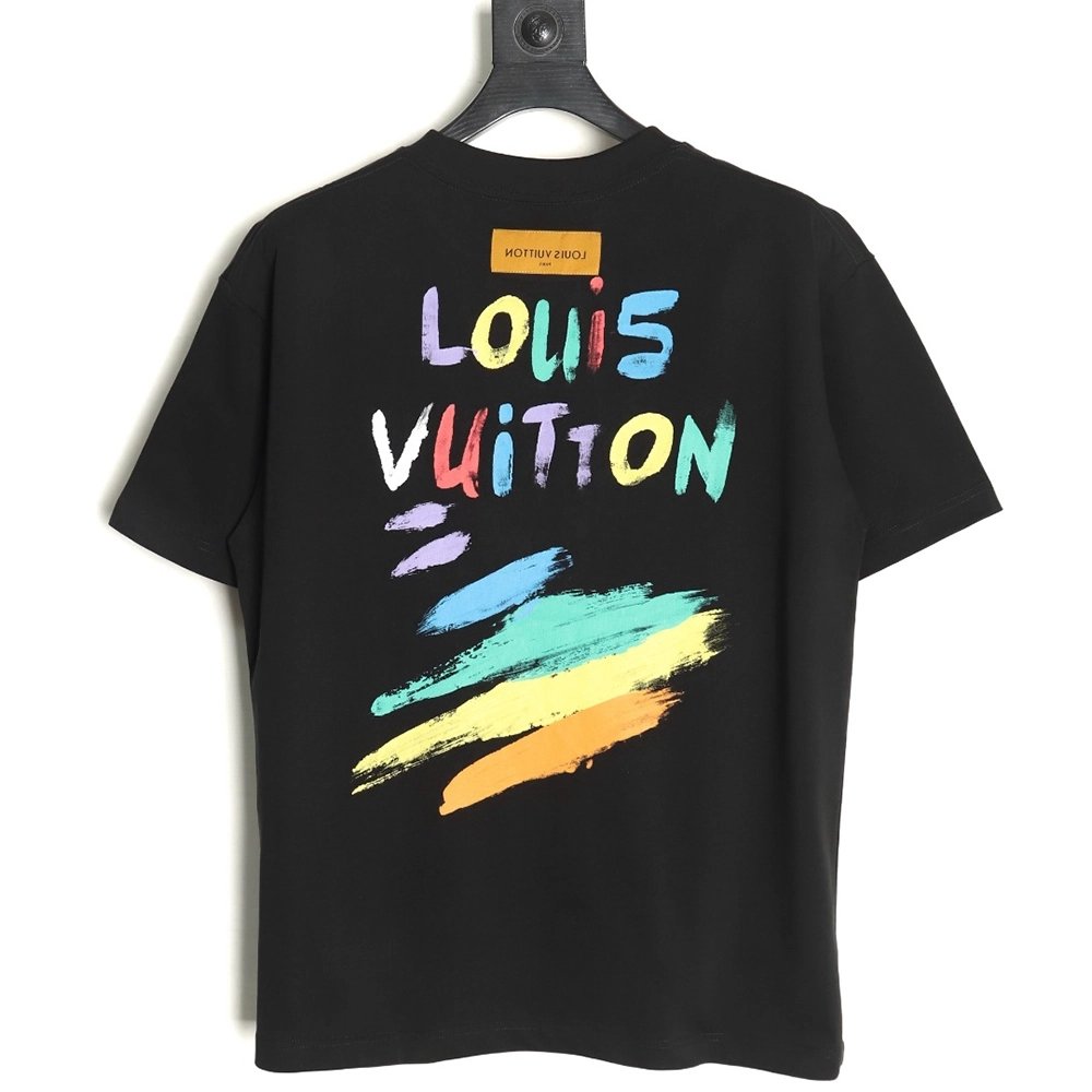 Louis Vuitton hand-painted colorful logo graffiti short-sleeved T-shirt TSK1,Louis Vuitton
