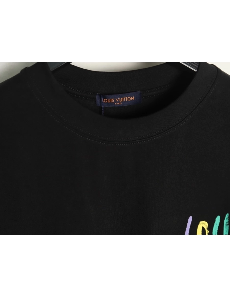 Louis Vuitton hand-painted colorful logo graffiti short-sleeved T-shirt TSK1,Louis Vuitton