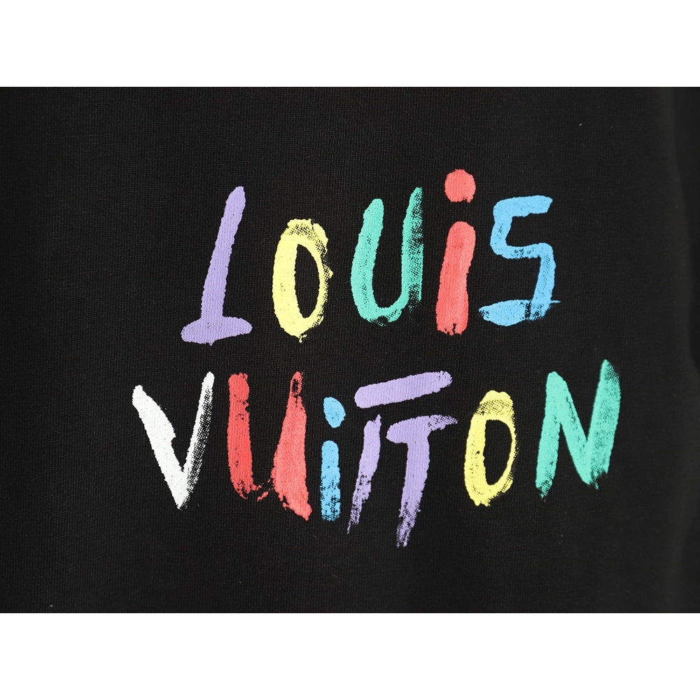 Louis Vuitton hand-painted colorful logo graffiti short-sleeved T-shirt TSK1,Louis Vuitton