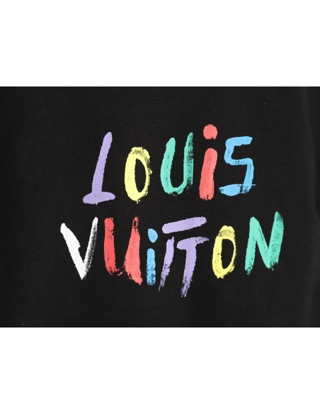 Louis Vuitton hand-painted colorful logo graffiti short-sleeved T-shirt TSK1,Louis Vuitton