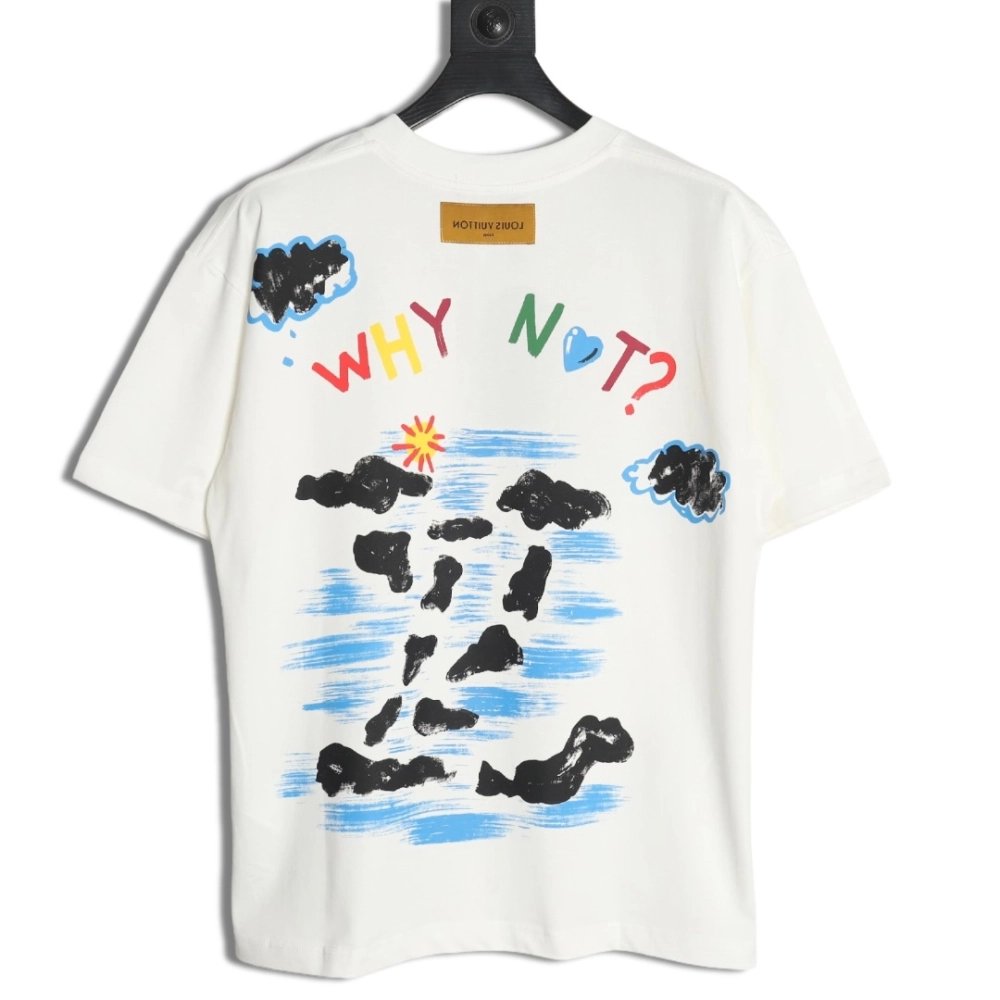 Louis Vuitton Back Painted Cloud Graffiti Short Sleeve T-shirt,Louis Vuitton