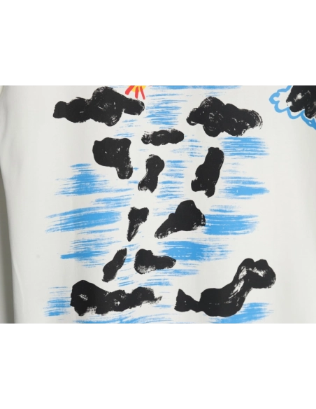 Louis Vuitton Back Painted Cloud Graffiti Short Sleeve T-shirt,Louis Vuitton