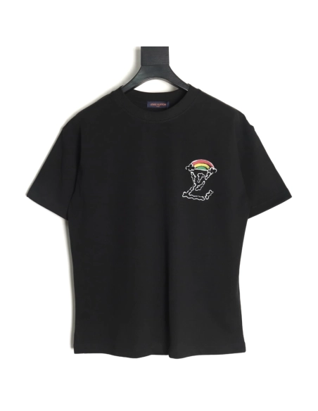 Louis Vuitton Back Painted Cloud Graffiti Short Sleeve T-shirt TSK1,Louis Vuitton