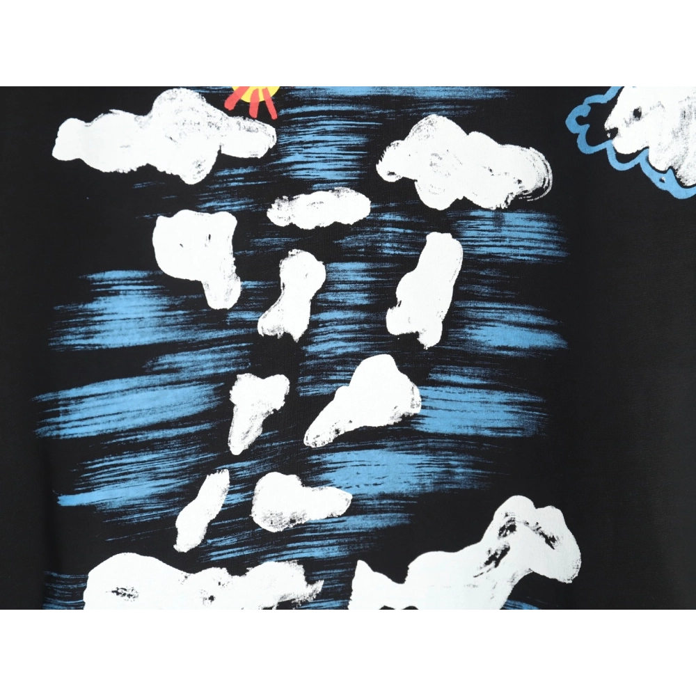 Louis Vuitton Back Painted Cloud Graffiti Short Sleeve T-shirt TSK1,Louis Vuitton