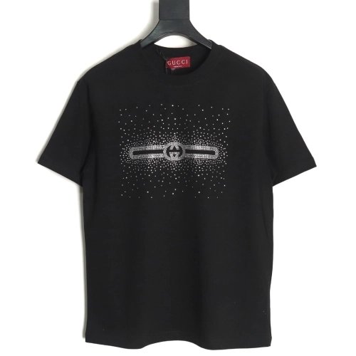 Gucci hot rhinestone letter logo short sleeves TSK1,Gucci