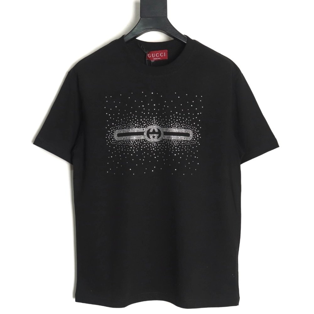 Gucci hot rhinestone letter logo short sleeves TSK1,Gucci