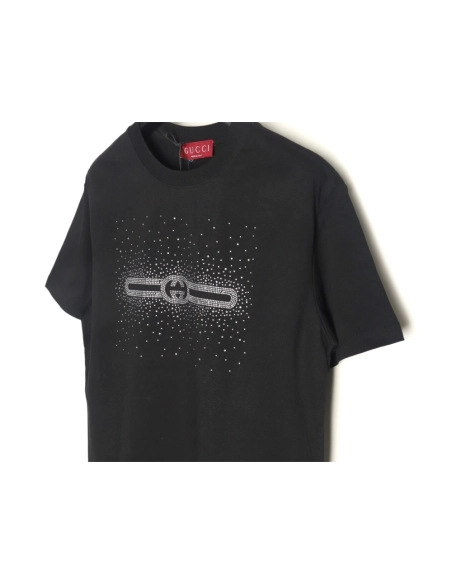 Gucci hot rhinestone letter logo short sleeves TSK1,Gucci