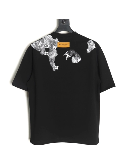 Louis Vuitton ink smudged letters printed short sleeves TSK1,Louis Vuitton