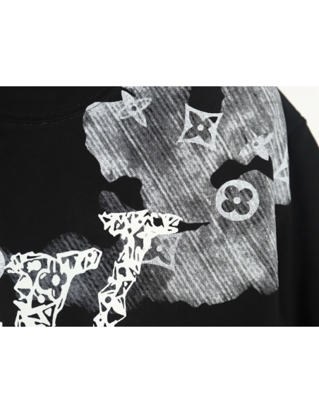 Louis Vuitton ink smudged letters printed short sleeves TSK1,Louis Vuitton