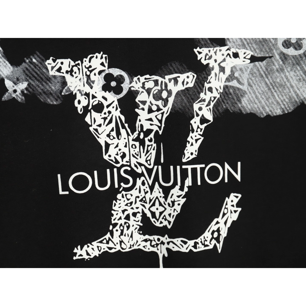 Louis Vuitton ink smudged letters printed short sleeves TSK1,Louis Vuitton