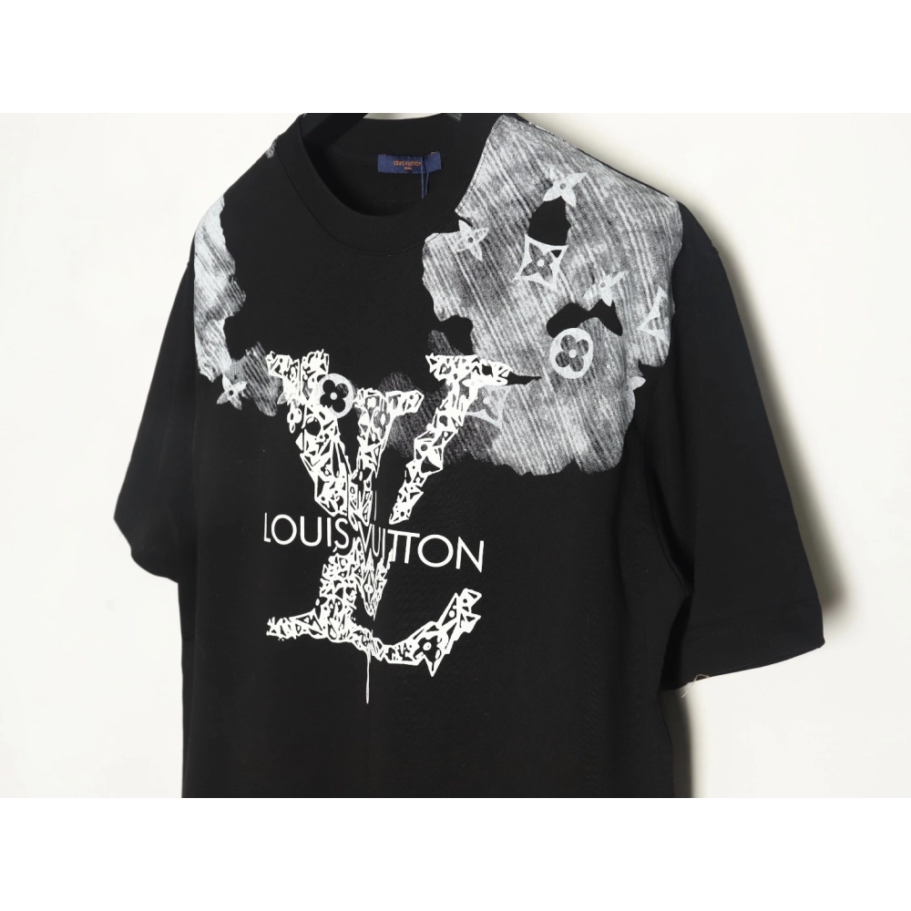 Louis Vuitton ink smudged letters printed short sleeves TSK1,Louis Vuitton