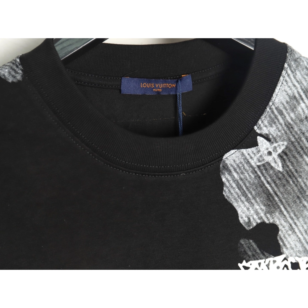 Louis Vuitton ink smudged letters printed short sleeves TSK1,Louis Vuitton