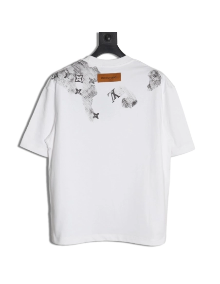 Louis Vuitton ink smudged letters printed short sleeves,Louis Vuitton