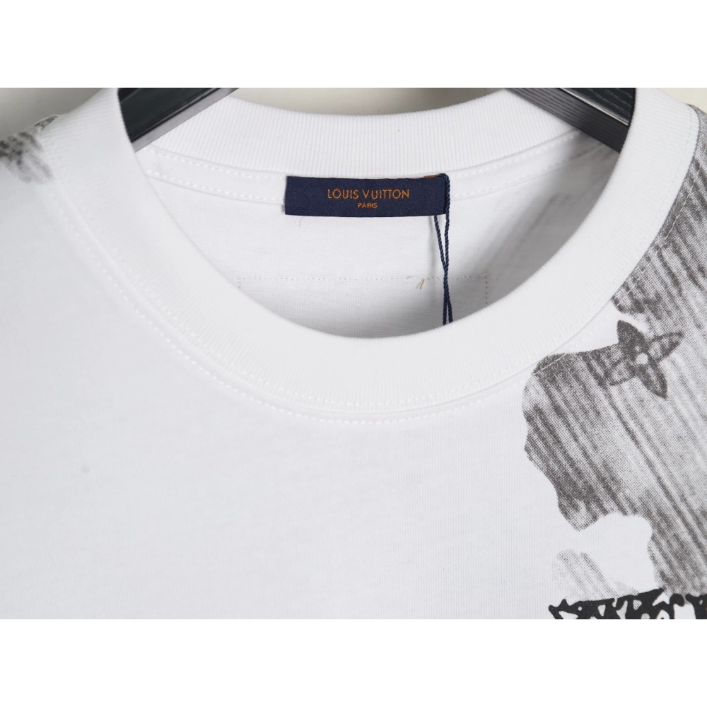 Louis Vuitton ink smudged letters printed short sleeves,Louis Vuitton