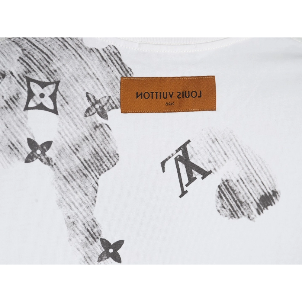 Louis Vuitton ink smudged letters printed short sleeves,Louis Vuitton
