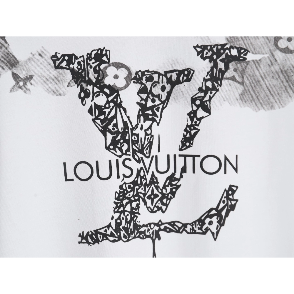 Louis Vuitton ink smudged letters printed short sleeves,Louis Vuitton