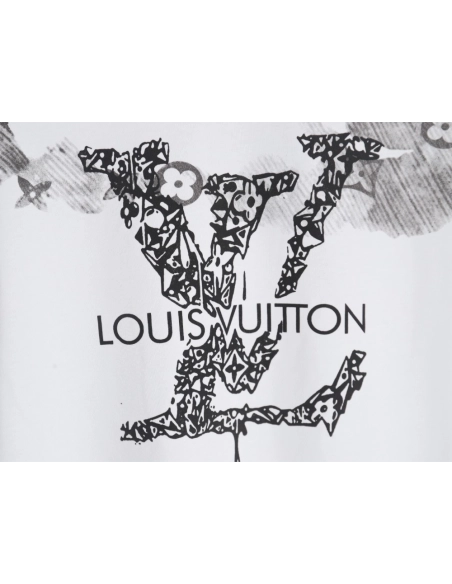 Louis Vuitton ink smudged letters printed short sleeves,Louis Vuitton