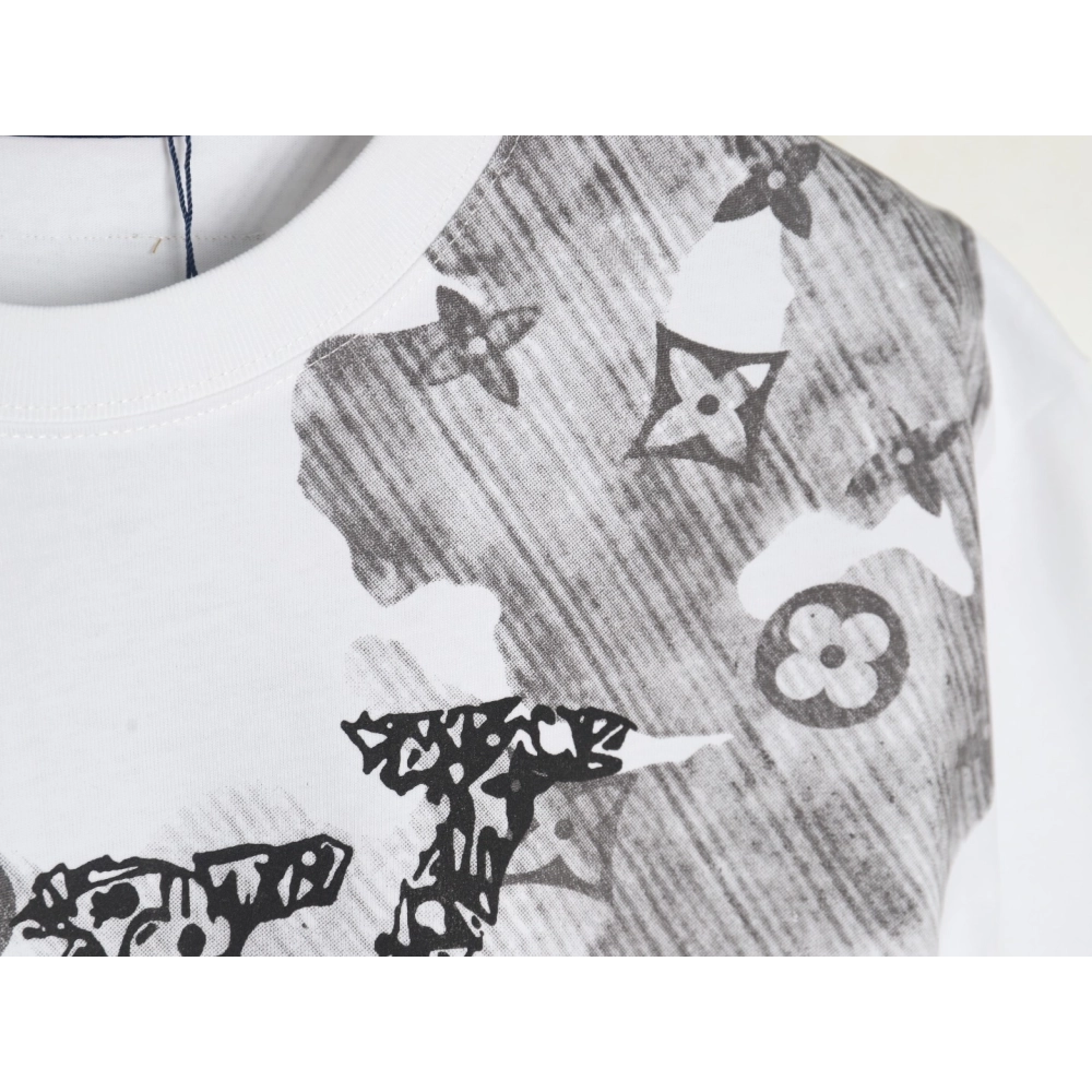 Louis Vuitton ink smudged letters printed short sleeves,Louis Vuitton