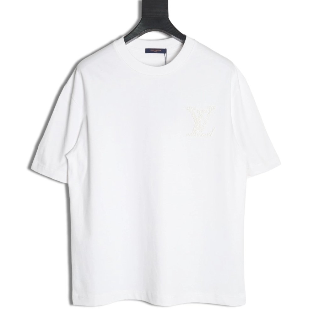 Louis Vuitton pearl hot diamond letter logo short sleeve,Louis Vuitton
