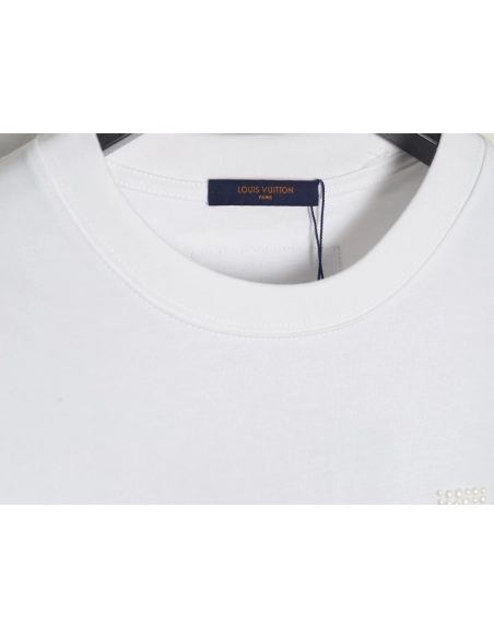 Louis Vuitton pearl hot diamond letter logo short sleeve,Louis Vuitton