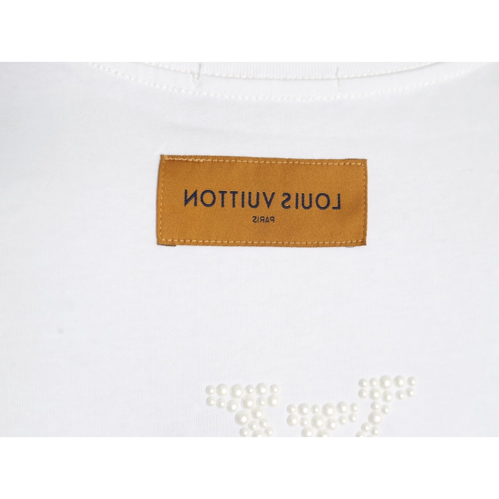 Louis Vuitton pearl hot diamond letter logo short sleeve,Louis Vuitton