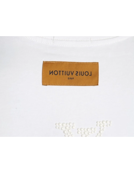 Louis Vuitton pearl hot diamond letter logo short sleeve,Louis Vuitton