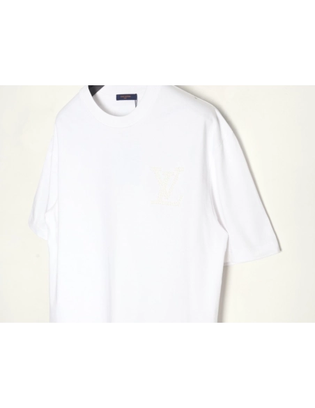 Louis Vuitton pearl hot diamond letter logo short sleeve,Louis Vuitton