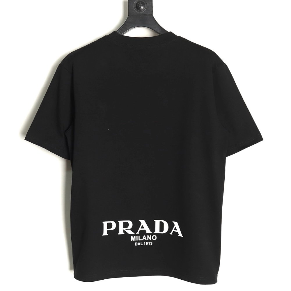 Prada Chest Triangle Logo Back Hem Letters Short Sleeves,Prada