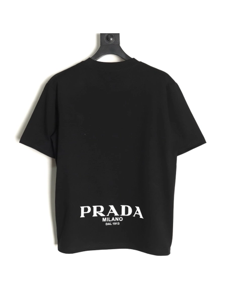 Prada Chest Triangle Logo Back Hem Letters Short Sleeves,Prada