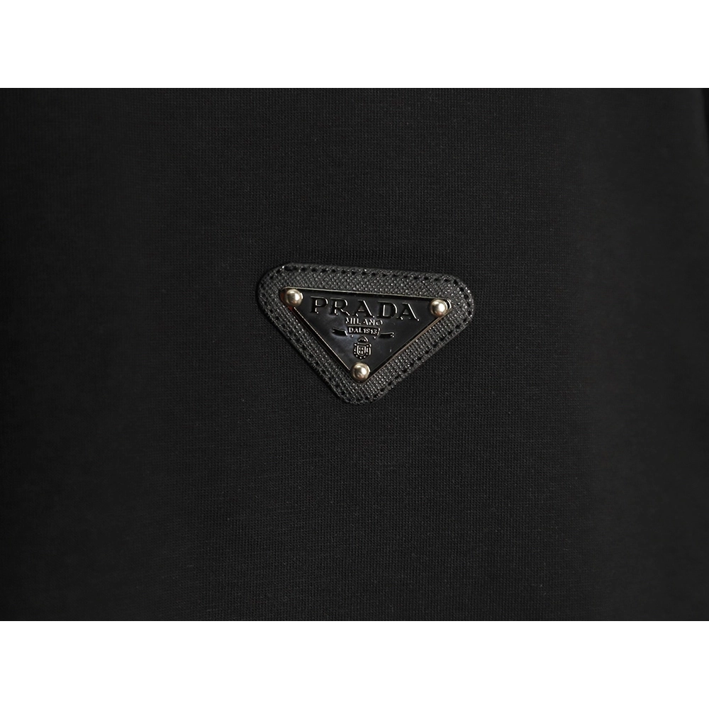 Prada Chest Triangle Logo Back Hem Letters Short Sleeves,Prada