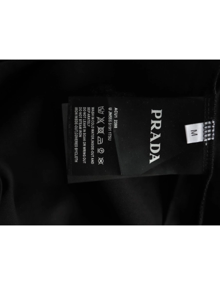 Prada neckline letter embroidery triangle logo short sleeves TSK1,Prada