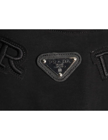 Prada neckline letter embroidery triangle logo short sleeves TSK1,Prada