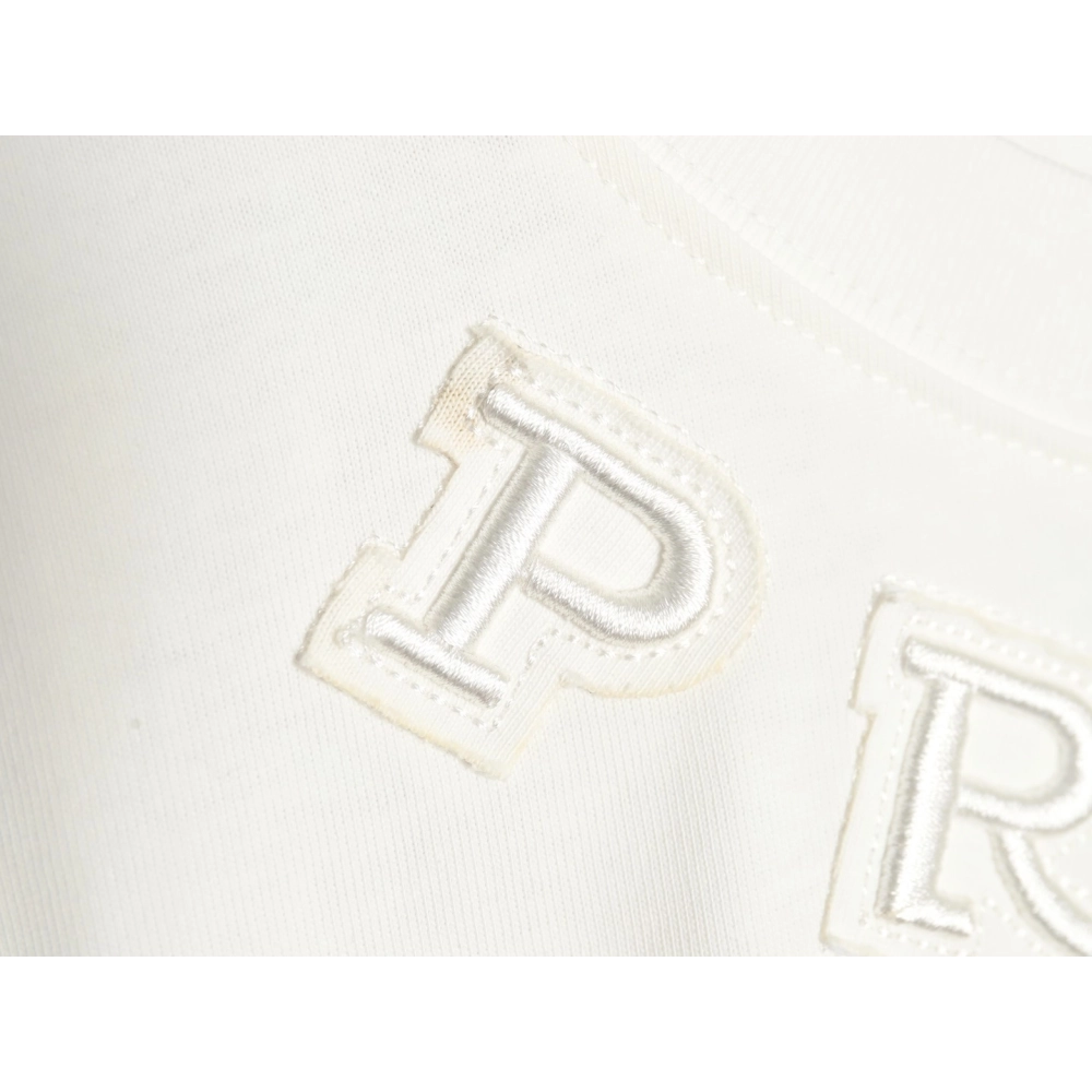 Prada neckline letter embroidery triangle logo short sleeves,Prada