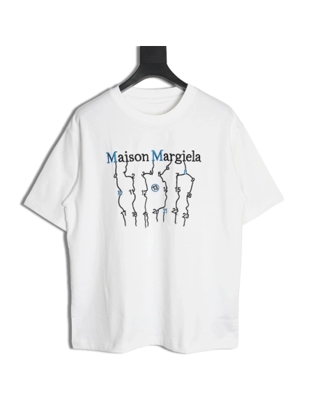 Maison Margiela geometric numbers embroidered short-sleeved T-shirt,Maison Margiela
