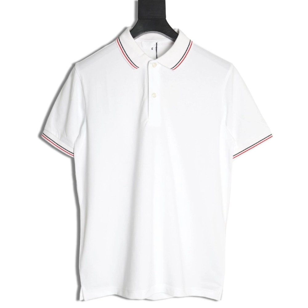 Prada embroidered logo red edge short-sleeve polo shirt,Prada