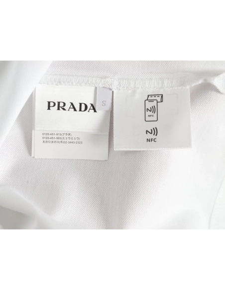 Prada embroidered logo red edge short-sleeve polo shirt,Prada