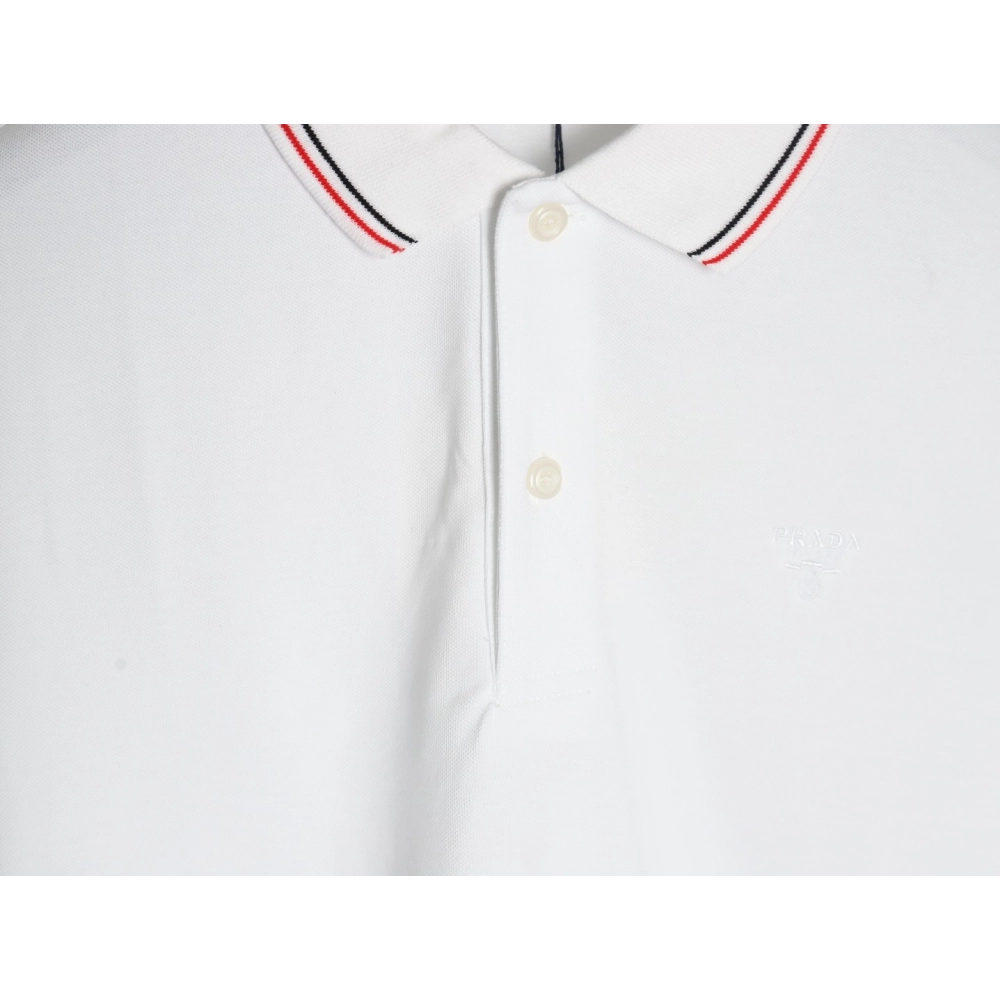 Prada embroidered logo red edge short-sleeve polo shirt,Prada