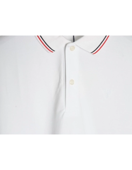 Prada embroidered logo red edge short-sleeve polo shirt,Prada