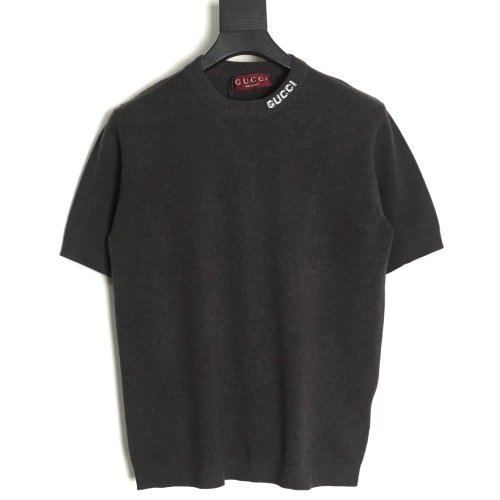 Gucci collar intarsia knitted short-sleeved T-shirt,Gucci